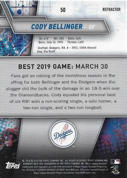 2019 Bowman's Best - Refractor #50 Cody Bellinger Back