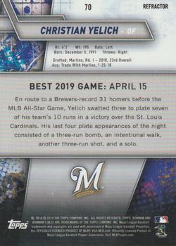 2019 Bowman's Best - Refractor #70 Christian Yelich Back