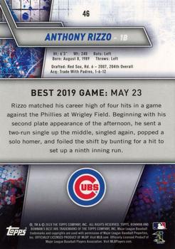 2019 Bowman's Best - Purple Refractor #46 Anthony Rizzo Back