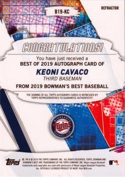 2019 Bowman's Best - Best of 2019 Autographs Refractor #B19-KC Keoni Cavaco Back