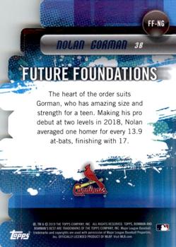 2019 Bowman's Best - Future Foundations Die Cuts #FF-NG Nolan Gorman Back