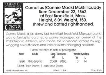 1983 Marketcom Conlon - Prototypes #83-5 Connie Mack Back