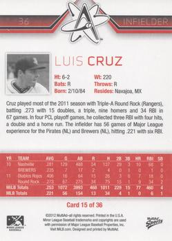 2012 MultiAd Albuquerque Isotopes #15 Luis Cruz Back