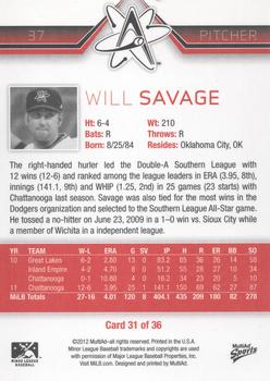 2012 MultiAd Albuquerque Isotopes #31 Will Savage Back