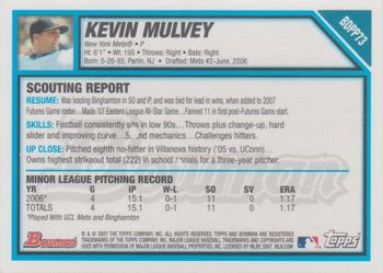 2007 Bowman Draft Picks & Prospects - Futures Game Prospects Jerseys #BDPP73 Kevin Mulvey Back