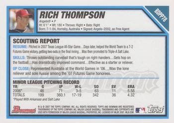 2007 Bowman Draft Picks & Prospects - Futures Game Prospects Jerseys #BDPP78 Rich Thompson Back