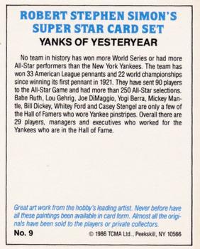 1986 TCMA Simon's Super Stars #9 New York Yankees Stars Back