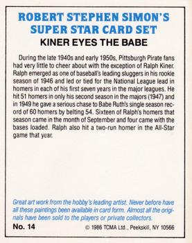 1986 TCMA Simon's Super Stars #14 Ralph Kiner / Babe Ruth Back