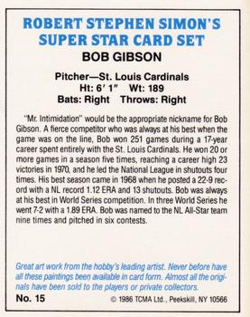 1986 TCMA Simon's Super Stars #15 Bob Gibson Back