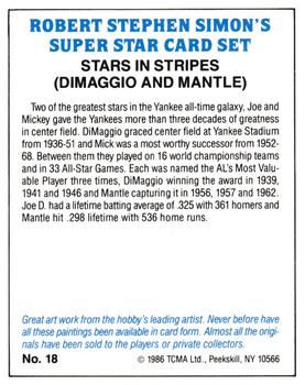 1986 TCMA Simon's Super Stars #18 Joe DiMaggio / Mickey Mantle Back