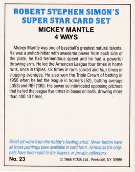 1986 TCMA Simon's Super Stars #23 Mickey Mantle Back