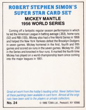 1986 TCMA Simon's Super Stars #24 Mickey Mantle Back