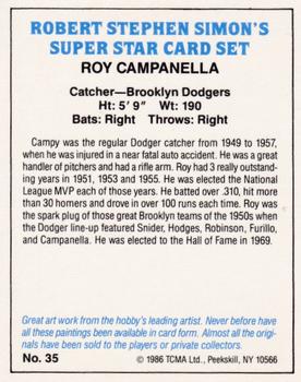 1986 TCMA Simon's Super Stars #35 Roy Campanella Back