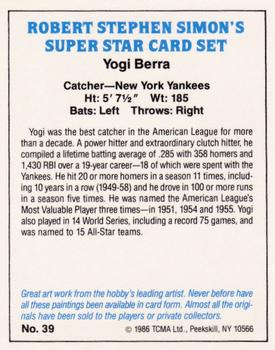 1986 TCMA Simon's Super Stars #39 Yogi Berra Back