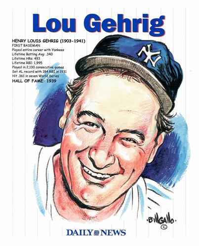 2004 New York Daily News Bill Gallo New York Yankees Caricatures #NNO Lou Gehrig Front
