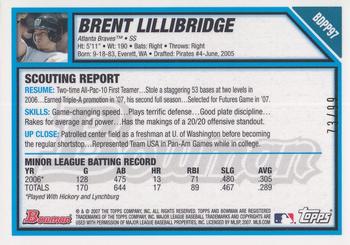2007 Bowman Draft Picks & Prospects - Futures Game Prospects Patches #BDPP97 Brent Lillibridge Back