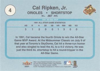 2001 Fleer Cal Ripken, Jr. Career Highlights Glossy Box Set #4 Cal Ripken Jr. Back