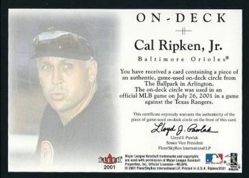 2001 Fleer Cal Ripken, Jr. Career Highlights Glossy Box Set - Relics #NNO Cal Ripken Jr. Back