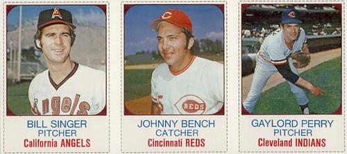 1975 Hostess - Panels #82-84 Bill Singer / Johnny Bench / Gaylord Perry Front
