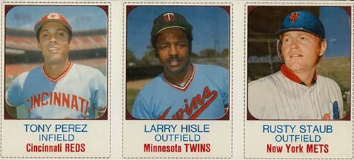 1975 Hostess - Panels #127-129 Tony Perez / Larry Hisle / Rusty Staub Front