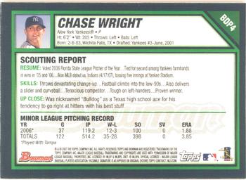 2007 Bowman Draft Picks & Prospects - Gold #BDP4 Chase Wright Back