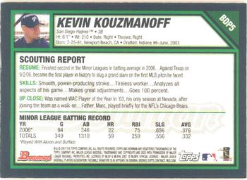 2007 Bowman Draft Picks & Prospects - Gold #BDP5 Kevin Kouzmanoff Back