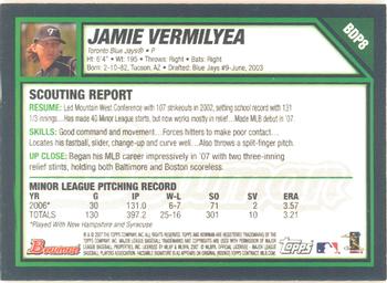 2007 Bowman Draft Picks & Prospects - Gold #BDP8 Jamie Vermilyea Back