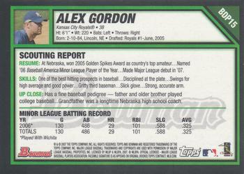 2007 Bowman Draft Picks & Prospects - Gold #BDP15 Alex Gordon Back