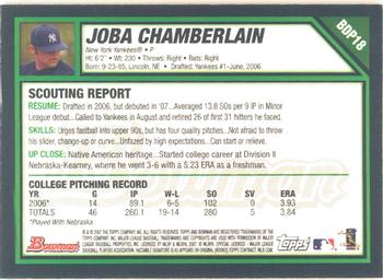2007 Bowman Draft Picks & Prospects - Gold #BDP18 Joba Chamberlain Back