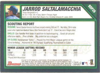 2007 Bowman Draft Picks & Prospects - Gold #BDP26 Jarrod Saltalamacchia Back