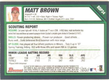 2007 Bowman Draft Picks & Prospects - Gold #BDP34 Matt Brown Back