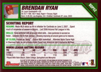 2007 Bowman Draft Picks & Prospects - Gold #BDP52 Brendan Ryan Back