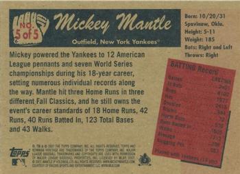 2007 Bowman Heritage - Mantle Short Prints #5 Mickey Mantle Back