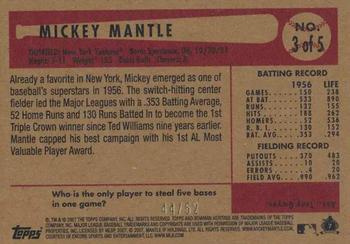 2007 Bowman Heritage - Mantle Short Prints Black #3 Mickey Mantle Back