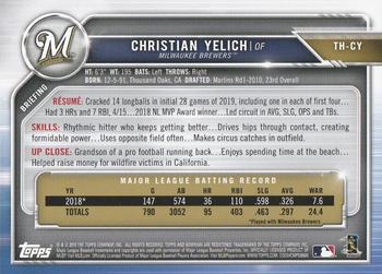 2019 Topps Bowman Holiday - Blue #TH-CY Christian Yelich Back