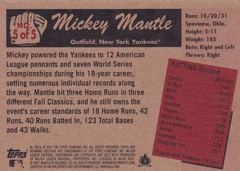 2007 Bowman Heritage - Mantle Short Prints Printing Plates Magenta #5 Mickey Mantle Back