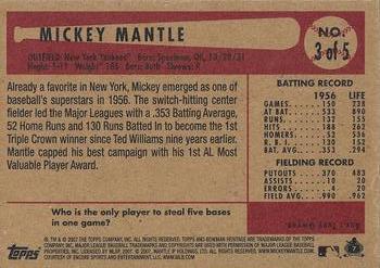 2007 Bowman Heritage - Mantle Short Prints Rainbow Foil #3 Mickey Mantle Back