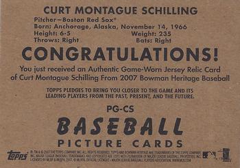 2007 Bowman Heritage - Pieces of Greatness #PG-CS Curt Schilling Back