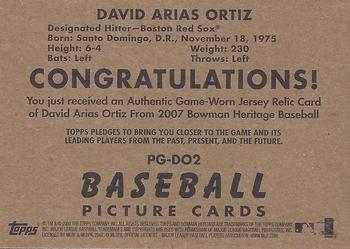 2007 Bowman Heritage - Pieces of Greatness #PG-DO2 David Ortiz Back