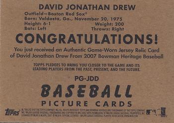 2007 Bowman Heritage - Pieces of Greatness #PG-JDD J.D. Drew Back