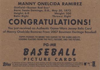 2007 Bowman Heritage - Pieces of Greatness #PG-MR Manny Ramirez Back