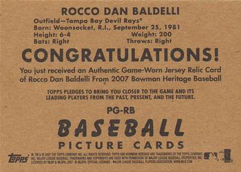 2007 Bowman Heritage - Pieces of Greatness #PG-RB Rocco Baldelli Back