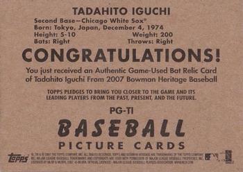 2007 Bowman Heritage - Pieces of Greatness #PG-TI Tadahito Iguchi Back