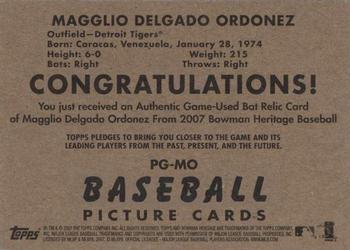 2007 Bowman Heritage - Pieces of Greatness #PG-MO Magglio Ordonez Back