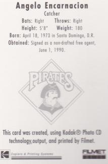 1995 Kodak Pittsburgh Pirates #NNO Angelo Encarnacion Back