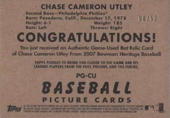 2007 Bowman Heritage - Pieces of Greatness Black #PG-CU Chase Utley Back