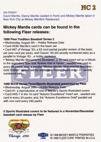 1998 Fleer National Convention #NC2 Mickey Mantle Back
