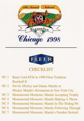 1998 Fleer National Convention #NNO Header Card Back