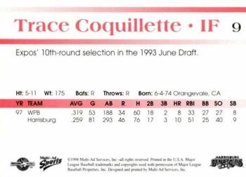 1998 Multi-Ad Harrisburg Senators #9 Trace Coquillette Back