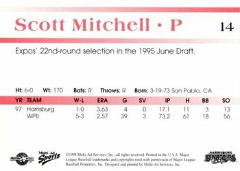 1998 Multi-Ad Harrisburg Senators #14 Scott Mitchell Back